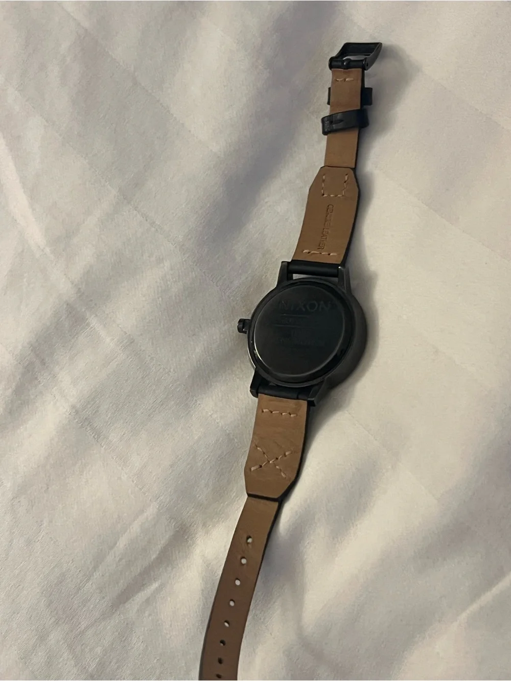 Nixon Black “Movin Out/The Kensington” Leather Strap Watch